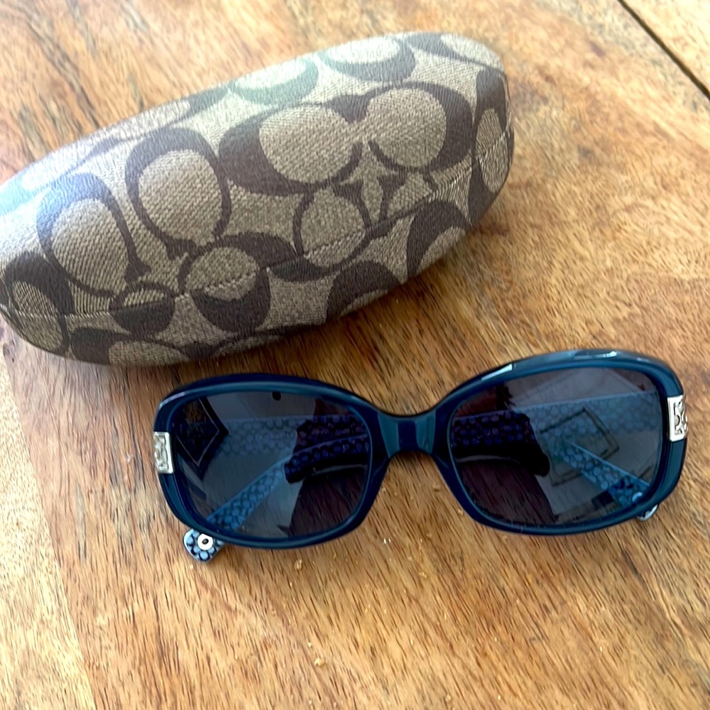 Coach Navy Blue Sunglasses with Brown Signature Case
